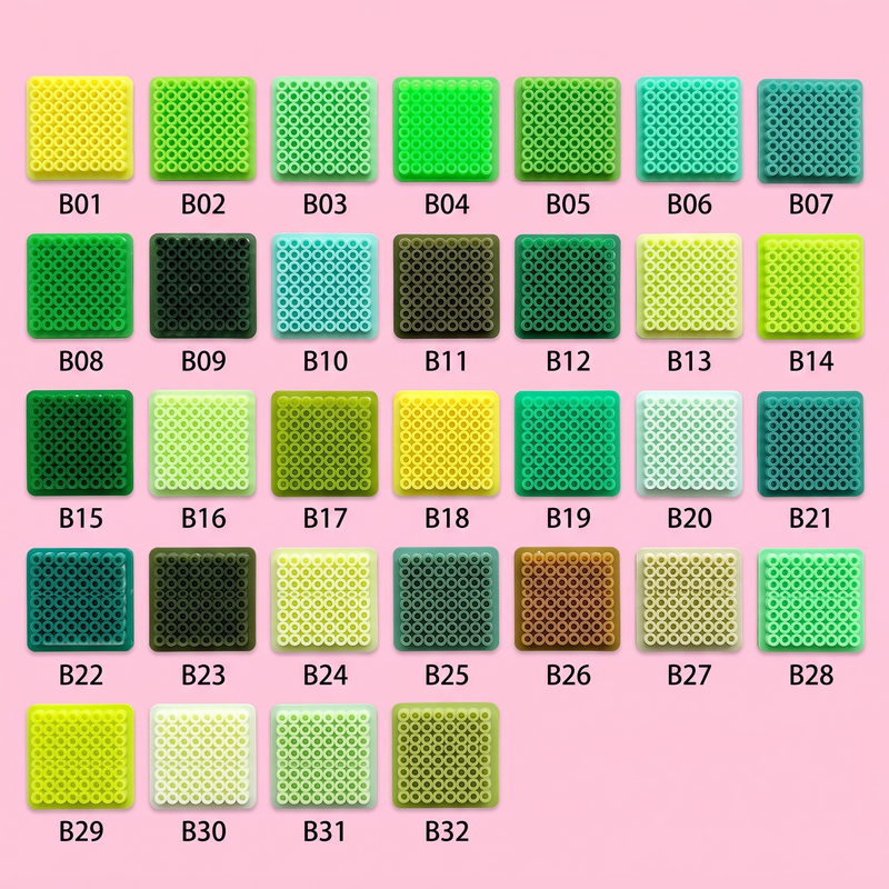 2.6mm mini fuse beads Series B, green and teal colors, 32-color refill
