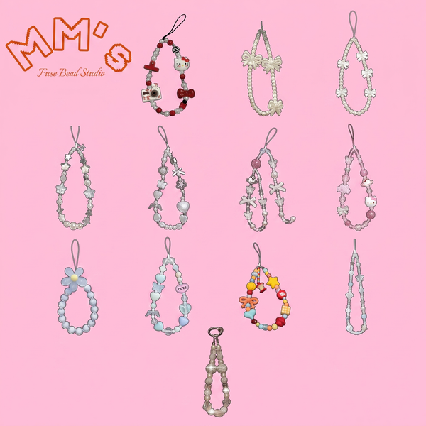 Phone charm strap for fuse bead charms
