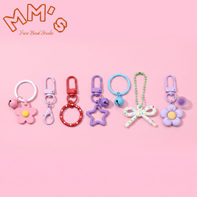 Keychain hardware for fuse bead charms, 3-pack